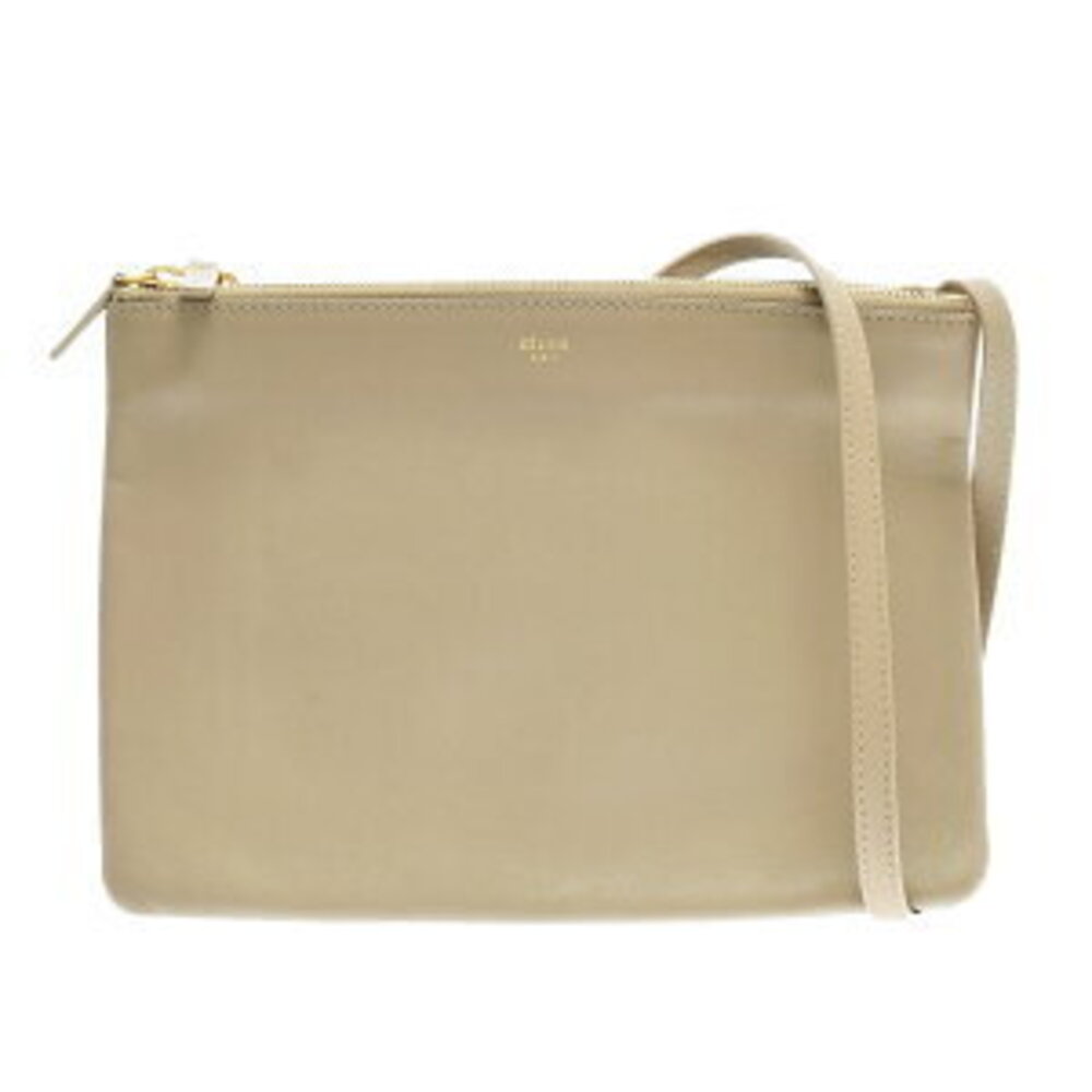 Celine Trio Shoulder Bag Greige Gray Leather - Picture 1 of 9